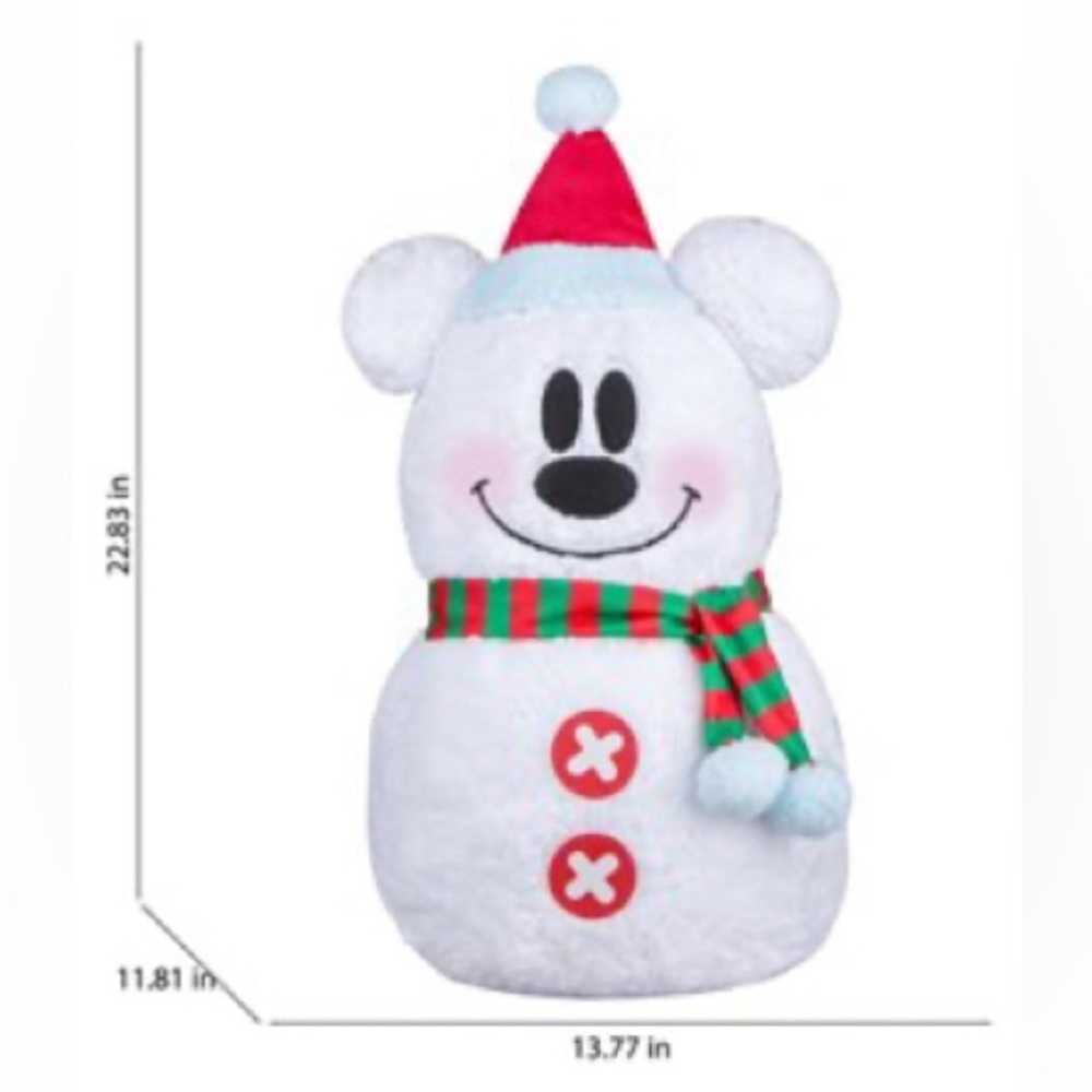 Set of 2 Minnie & Mickey Disney Christmas Greeter Snowman Sherpa Holiday - Picture 2 of 3